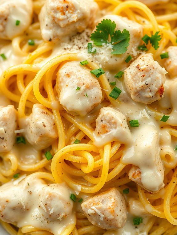 chicken alfredo with squash