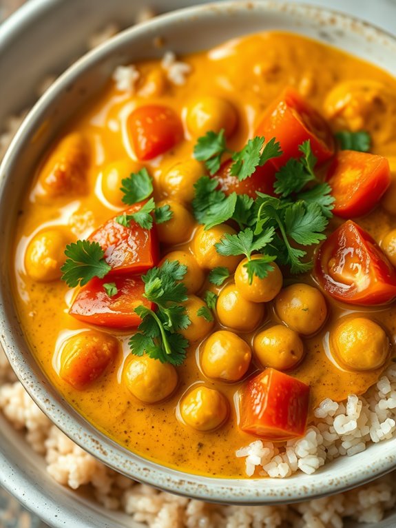 chickpea curry served bowl