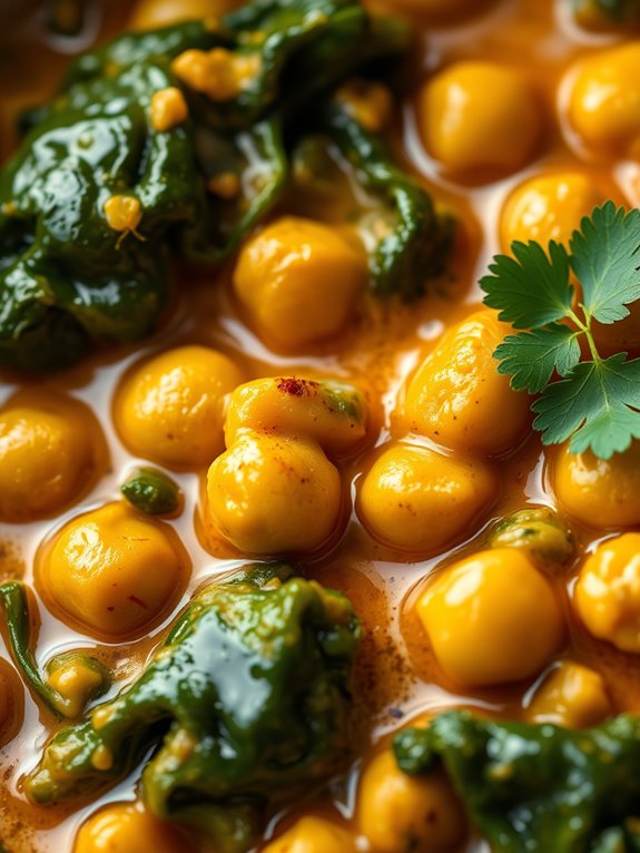 chickpea spinach curry dish