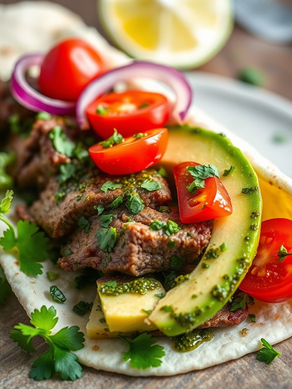 chimichurri steak in wraps