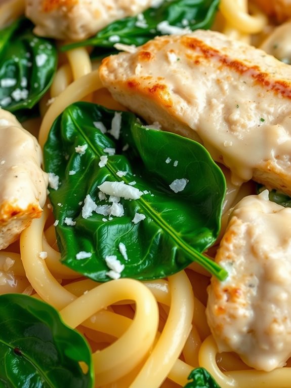 creamy chicken spinach pasta
