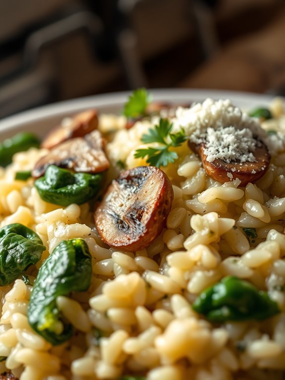 creamy mushroom spinach dish