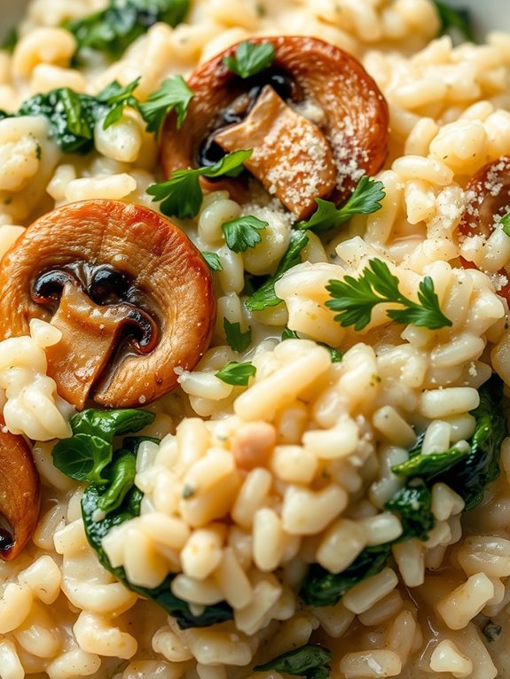 creamy mushroom spinach risotto