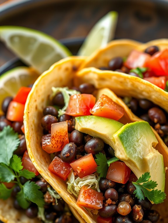 flavorful spicy bean tacos