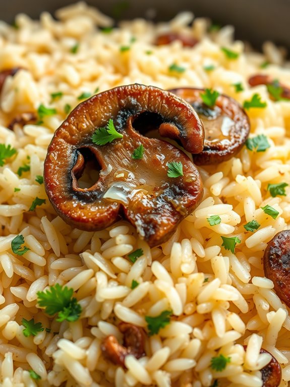 garlic infused mushroom rice dish
