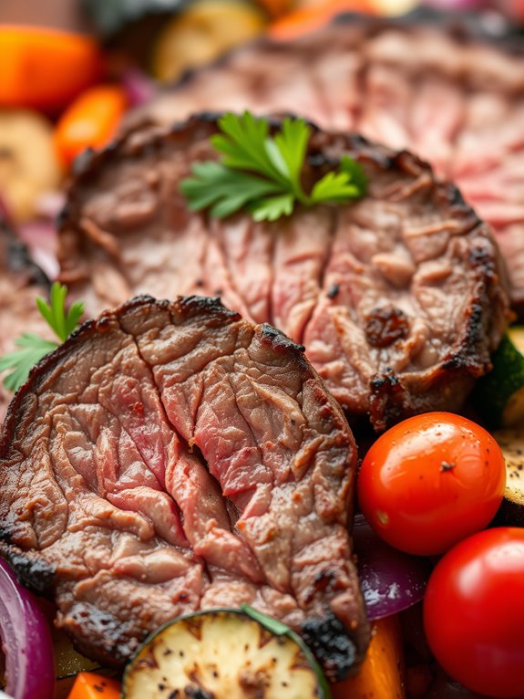 grilled meat and veggies