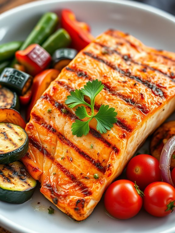 grilled salmon with vegetables