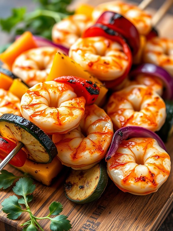 grilled shrimp and vegetables