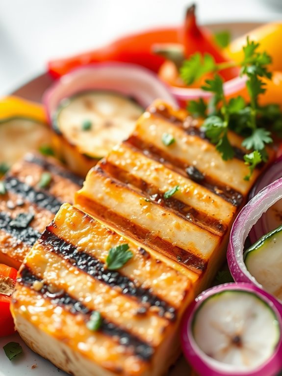 grilled tofu and vegetables