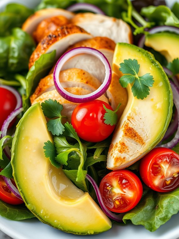 healthy chicken avocado salad