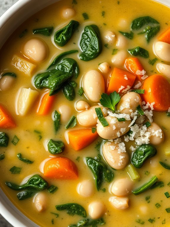healthy spinach bean soup
