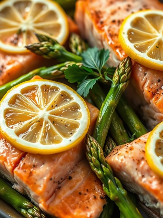 salmon and asparagus dish