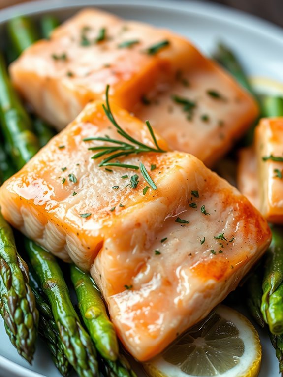 salmon and asparagus dish