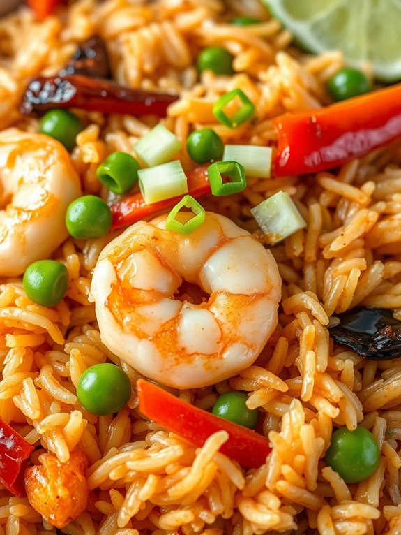 sizzling shrimp rice dish