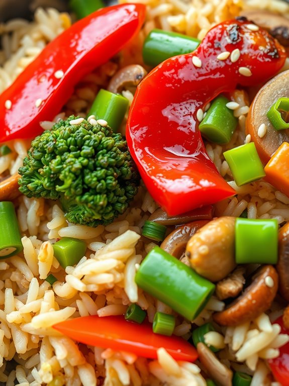 vegetable rice stir fry dish