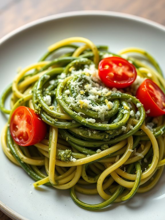 zucchini noodles with pesto