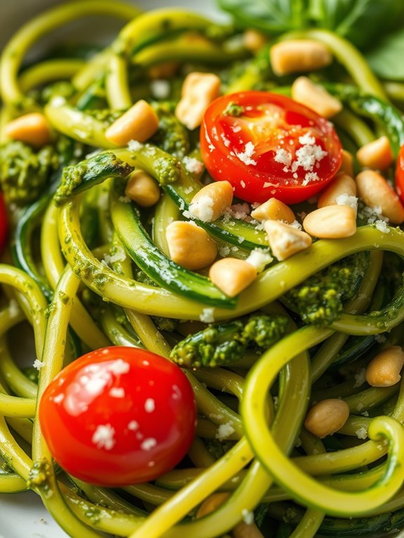zucchini noodles with pesto
