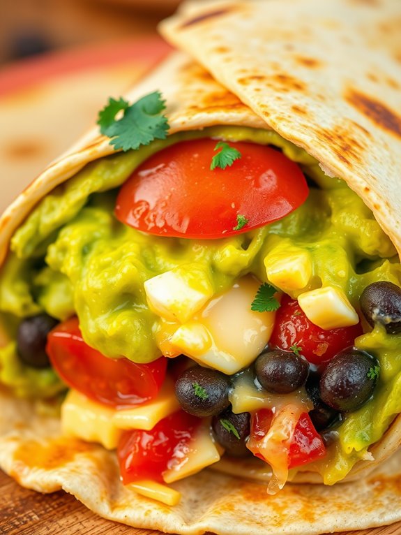 avocado filled breakfast wrap