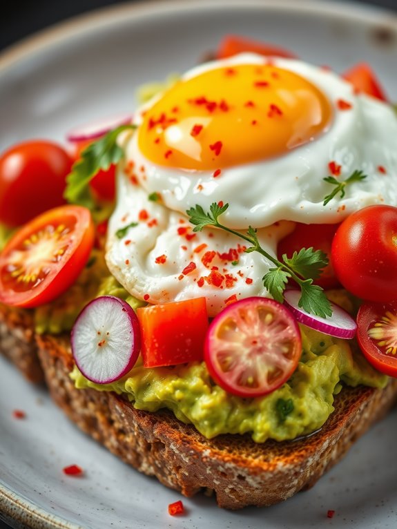 avocado toast topped eggs