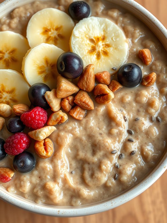 creamy oatmeal with peanuts