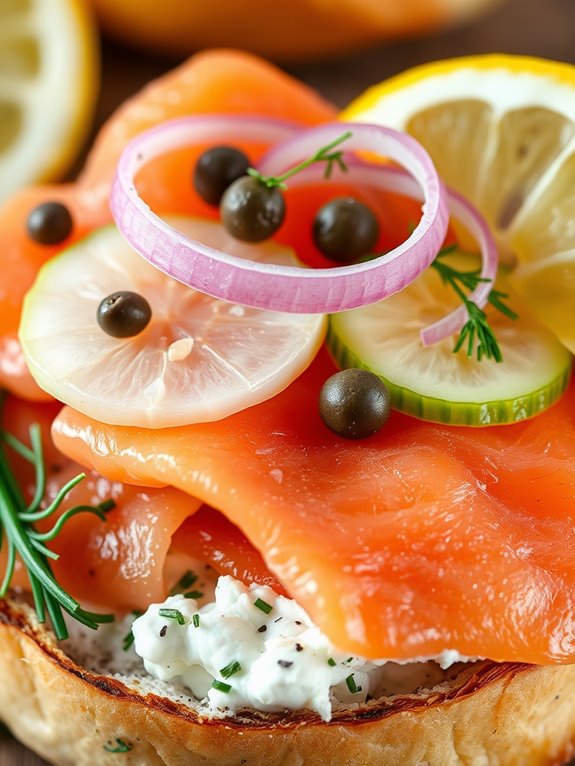 delicious smoked salmon bagel