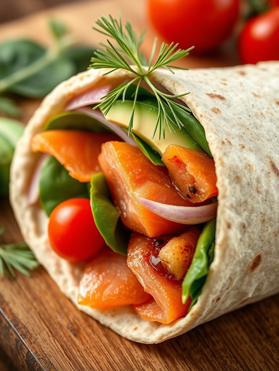 delicious smoked salmon wrap