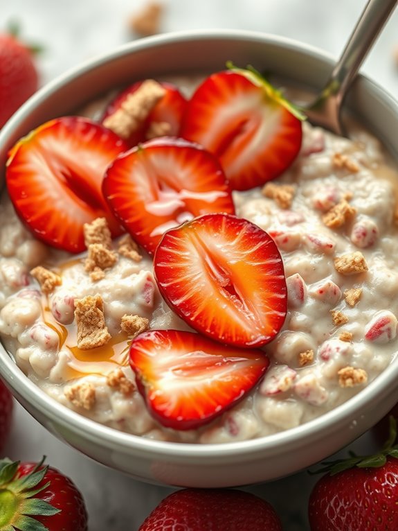 delicious strawberry cheesecake oatmeal
