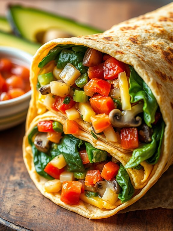 vegetable filled egg wrap