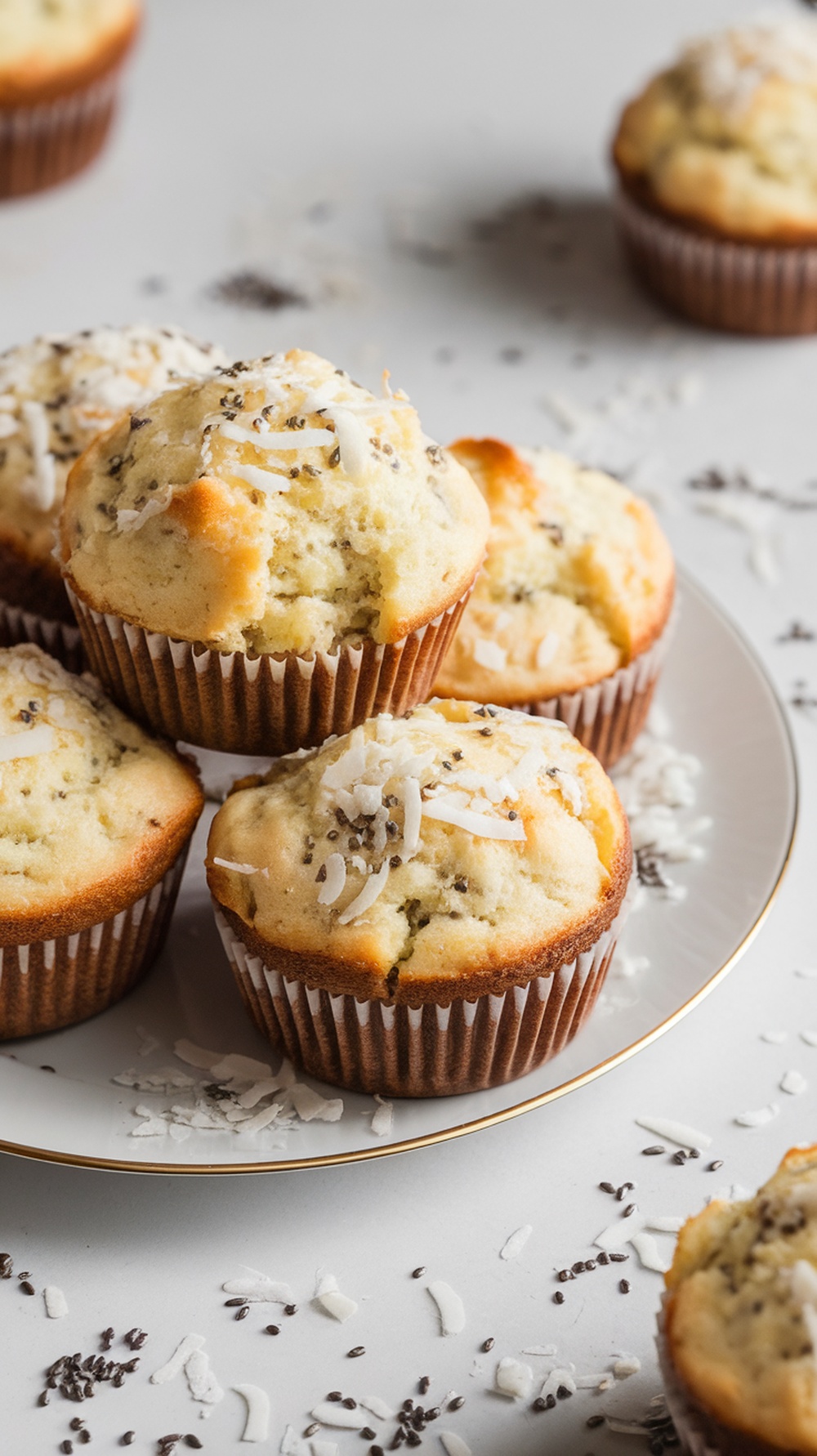 Chia Seed and Coconut Muffins on a plate