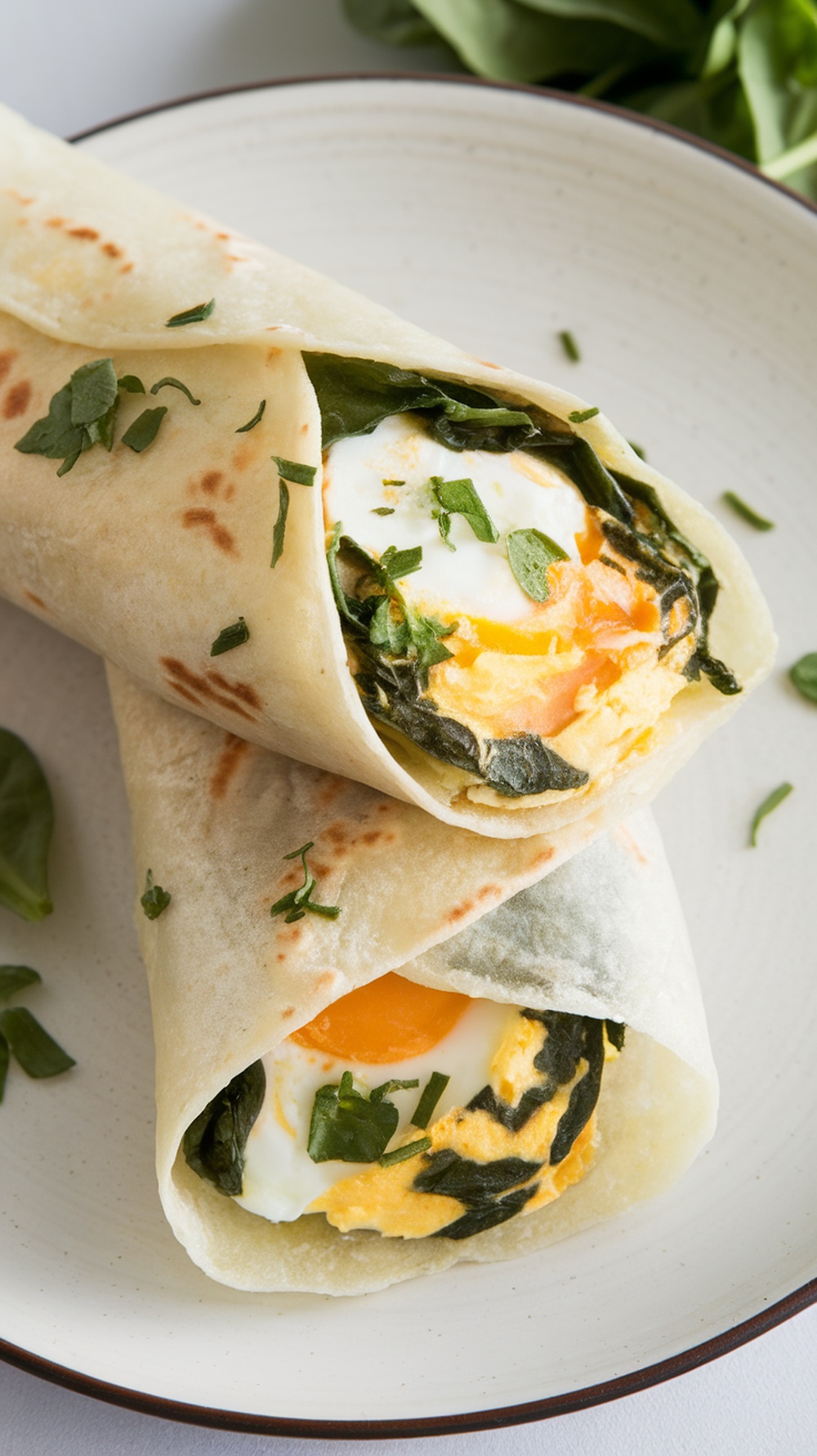 Egg White and Spinach Burrito on a plate