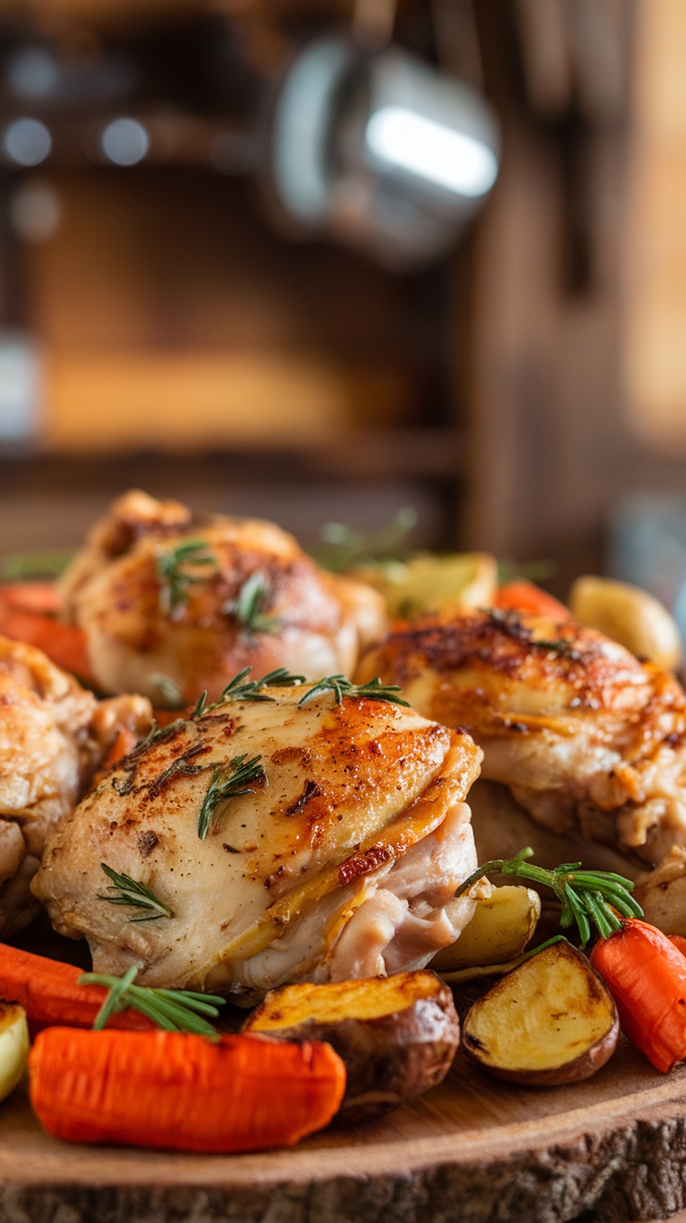 Garlic Herb Roasted Chicken Thighs with vegetables