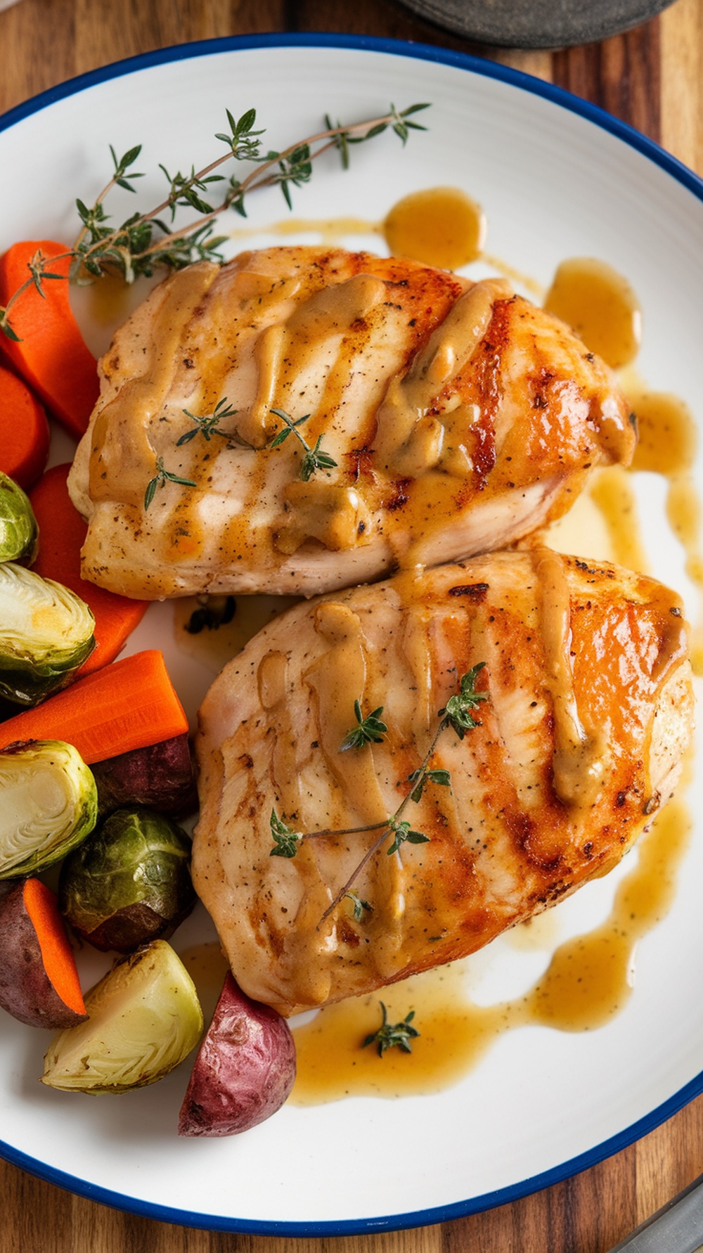 Honey Mustard Glazed Chicken served with vegetables
