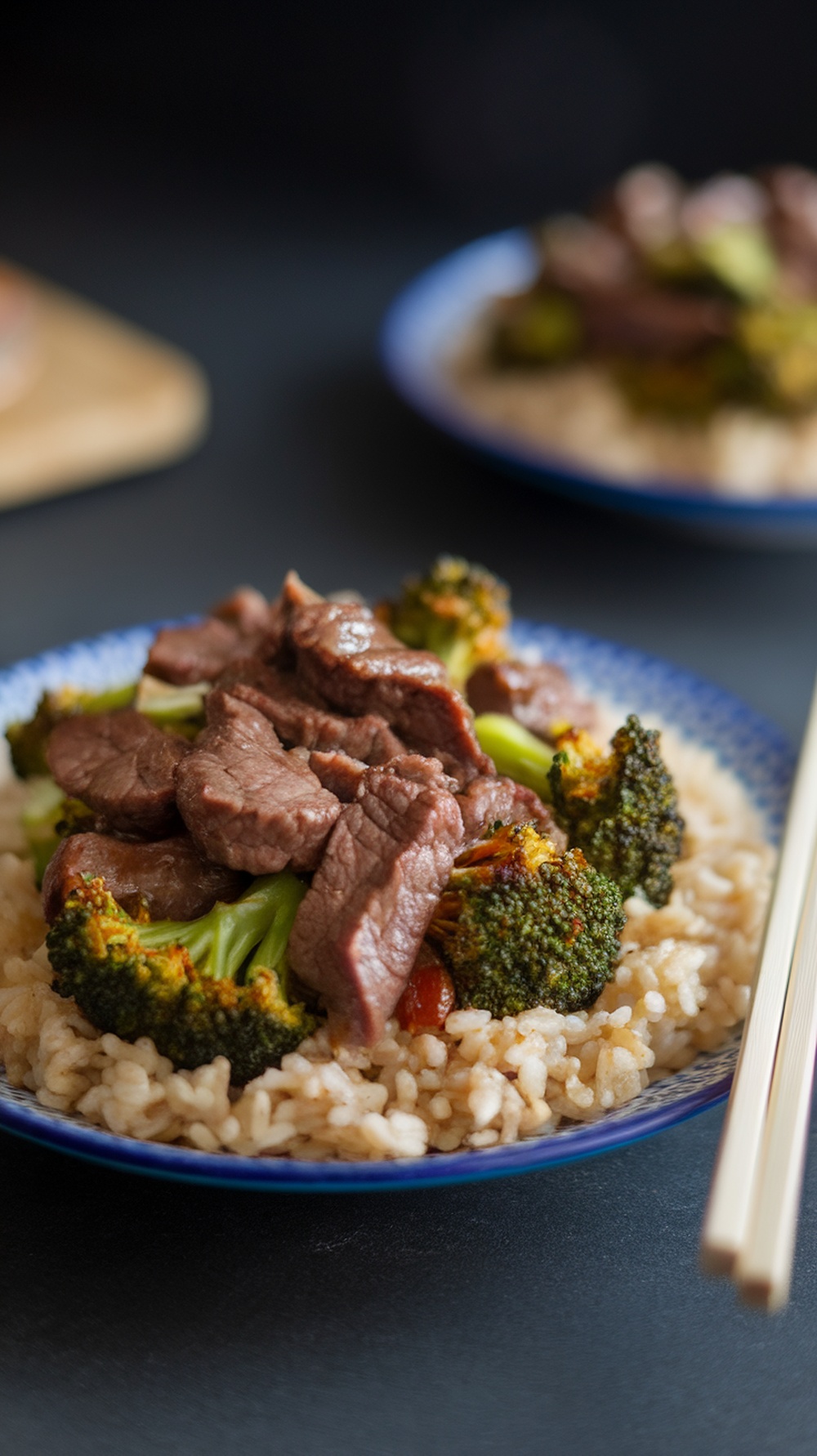 A delicious plate of beef and broccoli stir-fry served over rice.